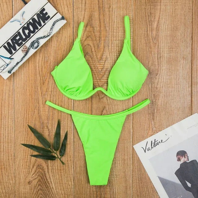 Cut Out Thong Bathing Suit High Waist Sexy Swimsuit