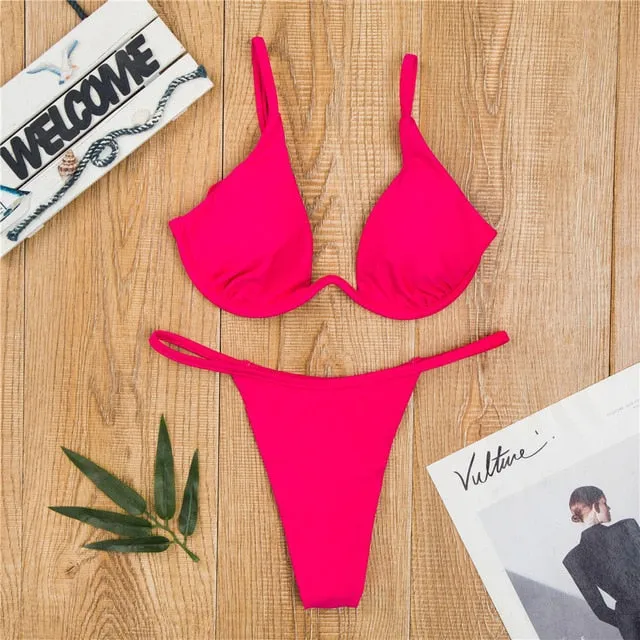 Cut Out Thong Bathing Suit High Waist Sexy Swimsuit