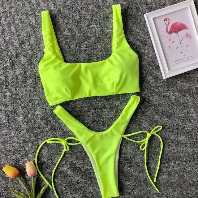 Cut Out Thong Bathing Suit High Waist Sexy Swimsuit