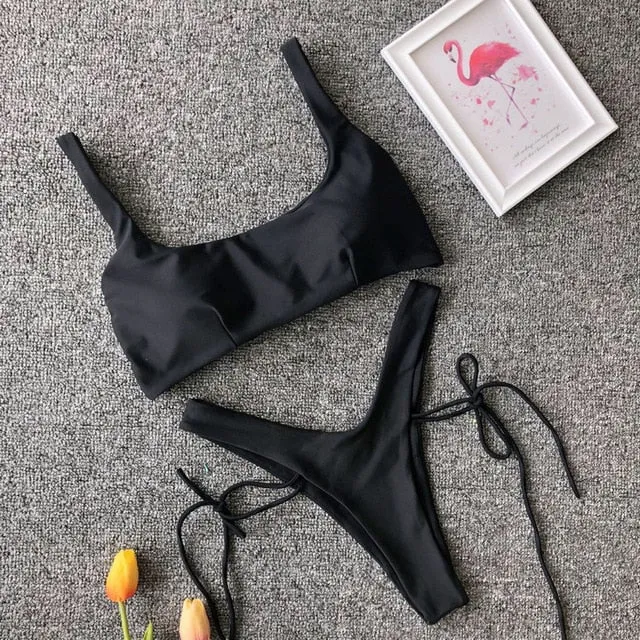 Cut Out Thong Bathing Suit High Waist Sexy Swimsuit