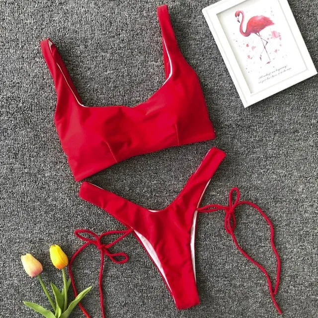 Cut Out Thong Bathing Suit High Waist Sexy Swimsuit