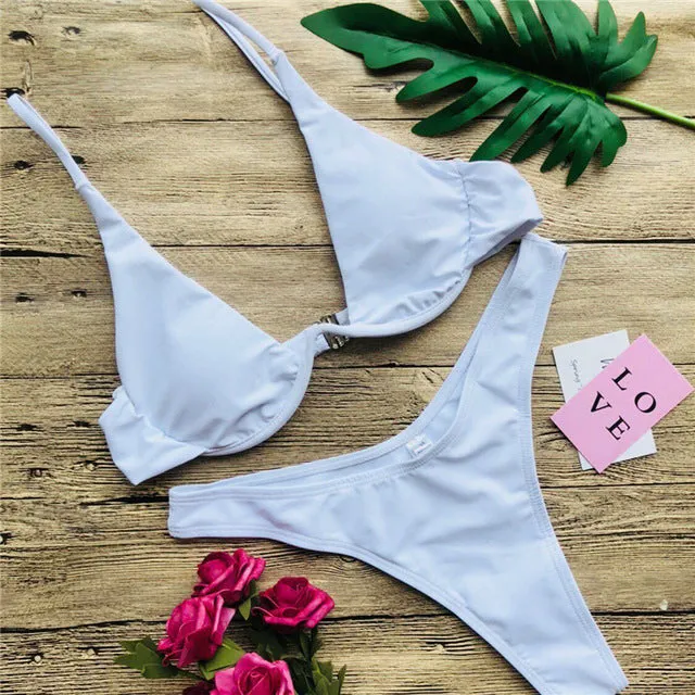Cut Out Thong Bathing Suit High Waist Sexy Swimsuit