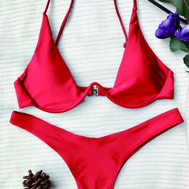 Cut Out Thong Bathing Suit High Waist Sexy Swimsuit