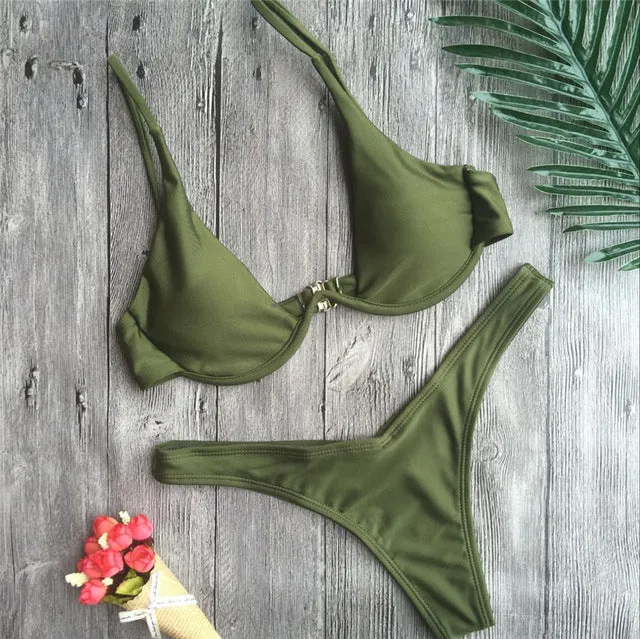 Cut Out Thong Bathing Suit High Waist Sexy Swimsuit