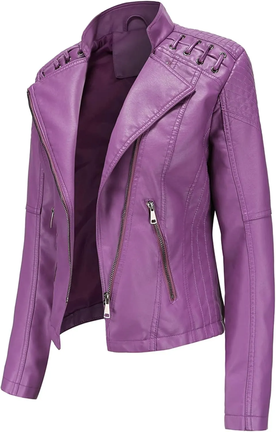 Dear model Women's Leather Jackets,Faux Leather Moto Jacket Slim Thin Leather for Casual Look