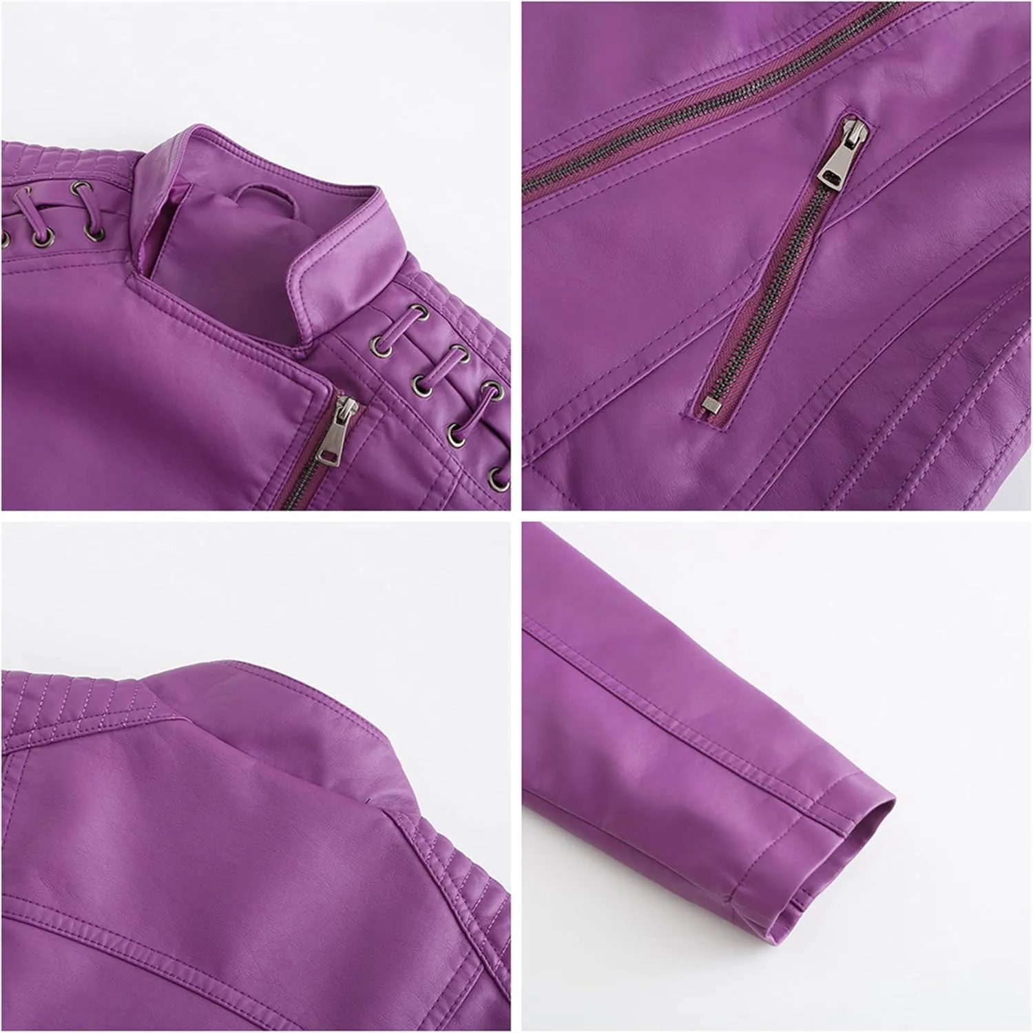 Dear model Women's Leather Jackets,Faux Leather Moto Jacket Slim Thin Leather for Casual Look