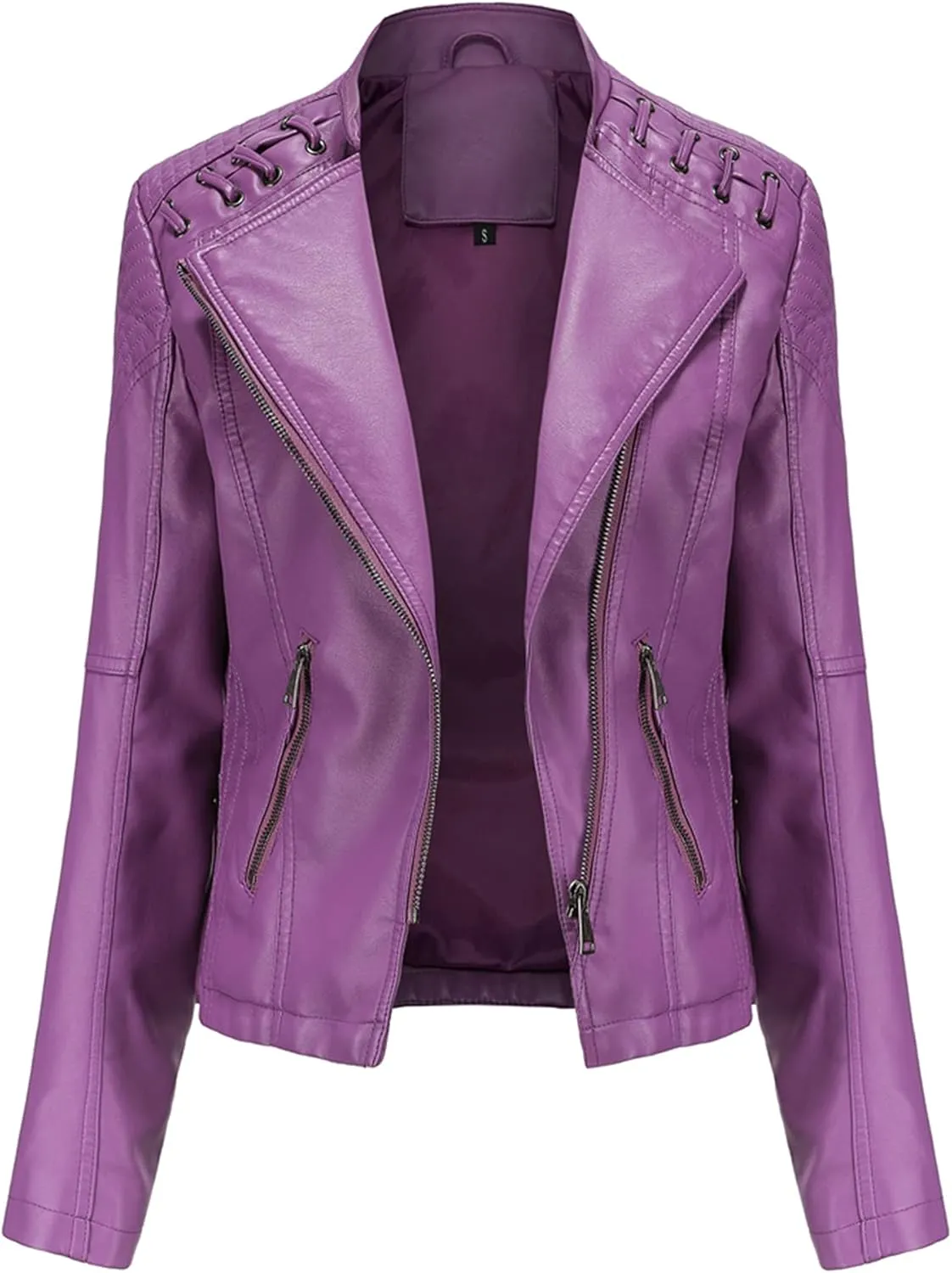 Dear model Women's Leather Jackets,Faux Leather Moto Jacket Slim Thin Leather for Casual Look