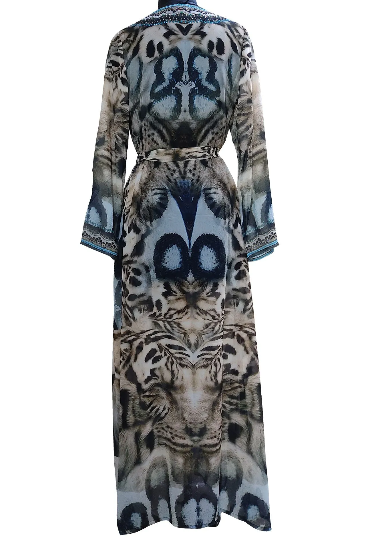 Designer Animal Print Long Duster In Bengal Tiger