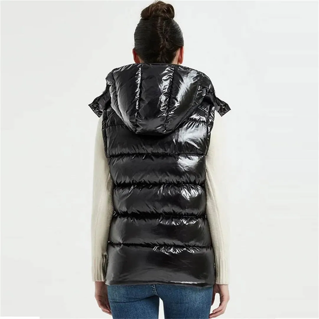 Detachable Autumn Winter Women Short Vest Hooded Vest Jacket Cotton Padded Women Waterproof Warm Waistcoat