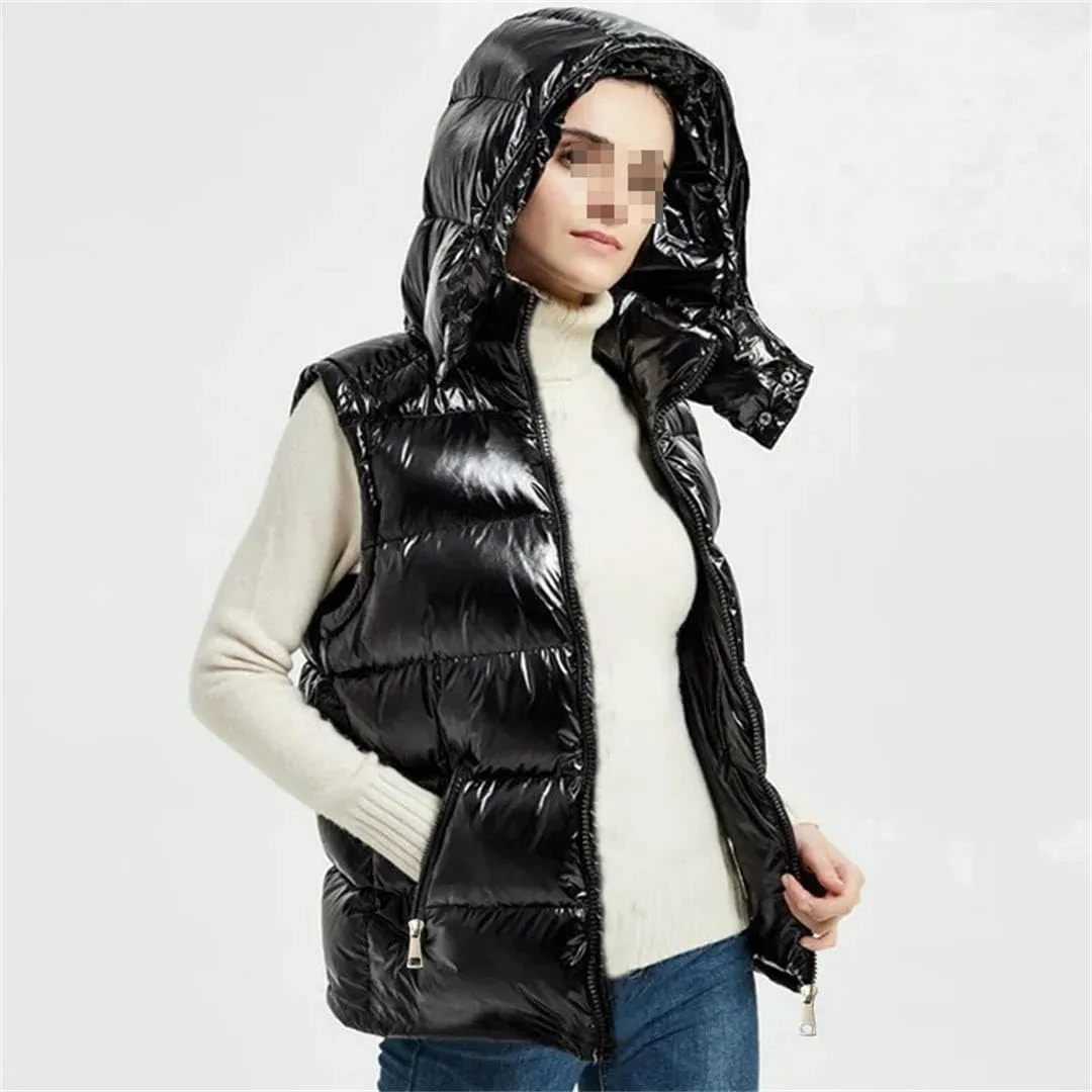 Detachable Autumn Winter Women Short Vest Hooded Vest Jacket Cotton Padded Women Waterproof Warm Waistcoat