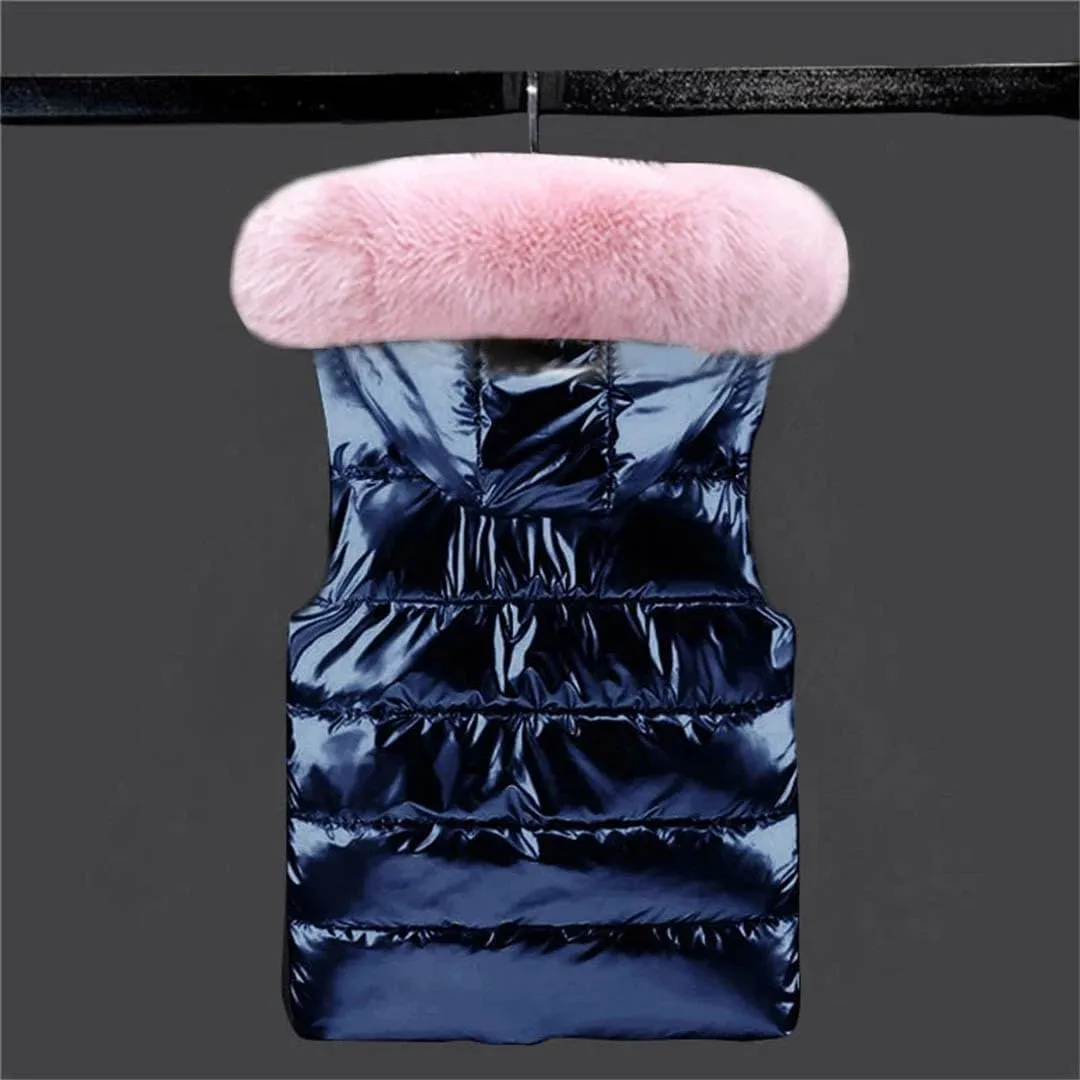 Detachable Autumn Winter Women Short Vest Hooded Vest Jacket Cotton Padded Women Waterproof Warm Waistcoat