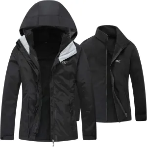 Diamond Candy Womens 3-in-1 Winter Jacket Waterproof Rain Coat with Hood Warm Fleece Ski Jackets