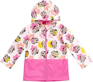 Disney Junior Girls Zip Up Waterproof Rain Jacket Toddler to Big Kid Sizes (2T - 14-16)