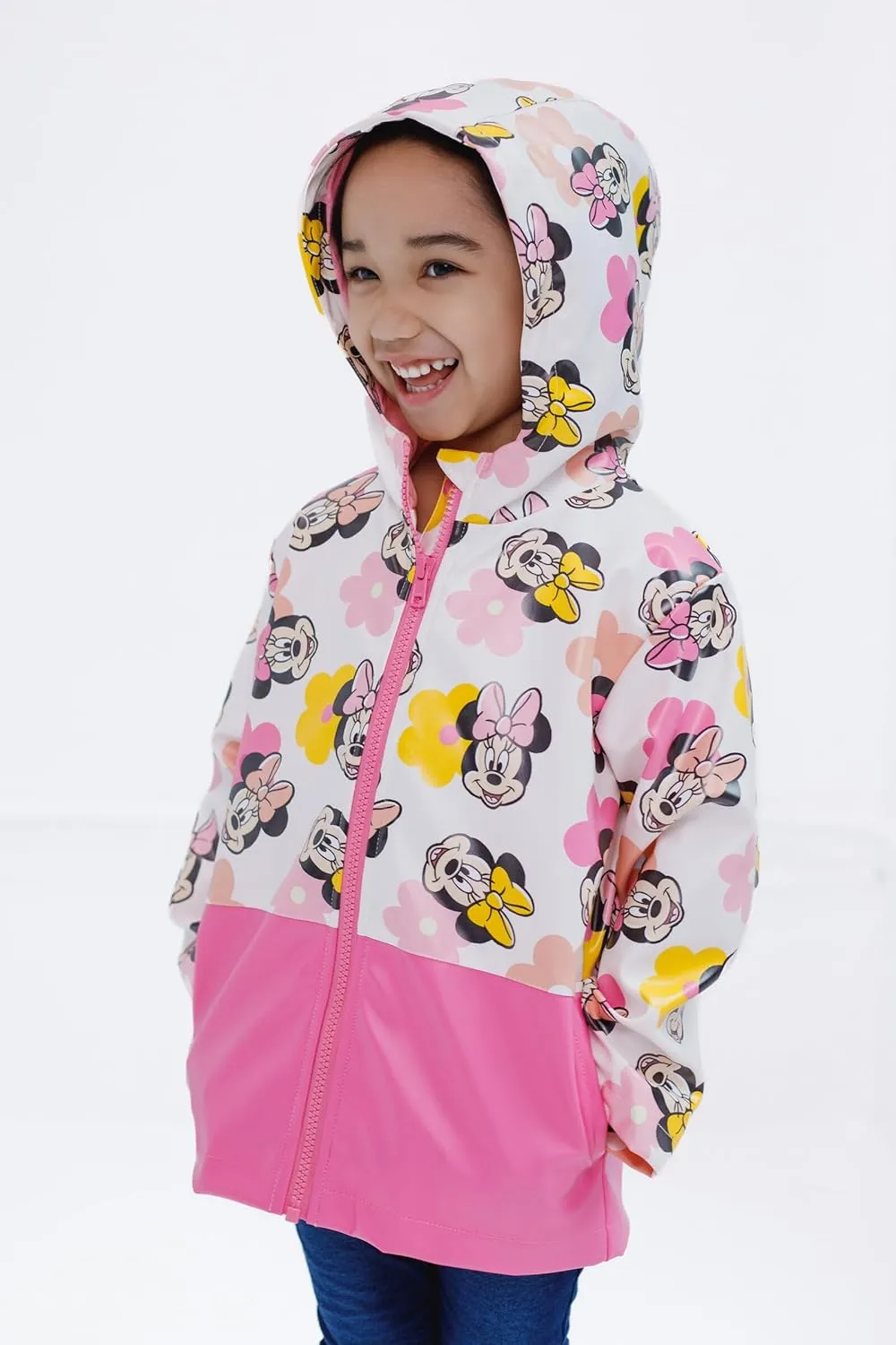 Disney Junior Girls Zip Up Waterproof Rain Jacket Toddler to Big Kid Sizes (2T - 14-16)