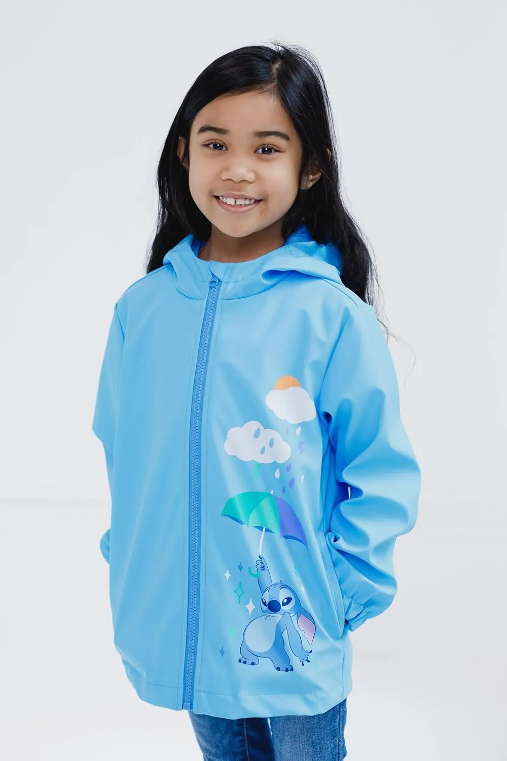 Disney Junior Girls Zip Up Waterproof Rain Jacket Toddler to Big Kid Sizes (2T - 14-16)
