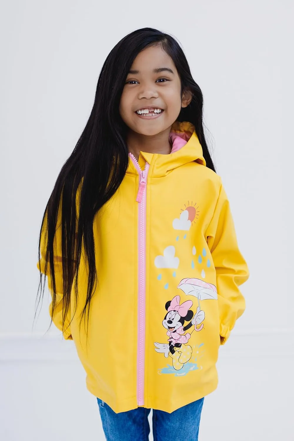 Disney Junior Girls Zip Up Waterproof Rain Jacket Toddler to Big Kid Sizes (2T - 14-16)