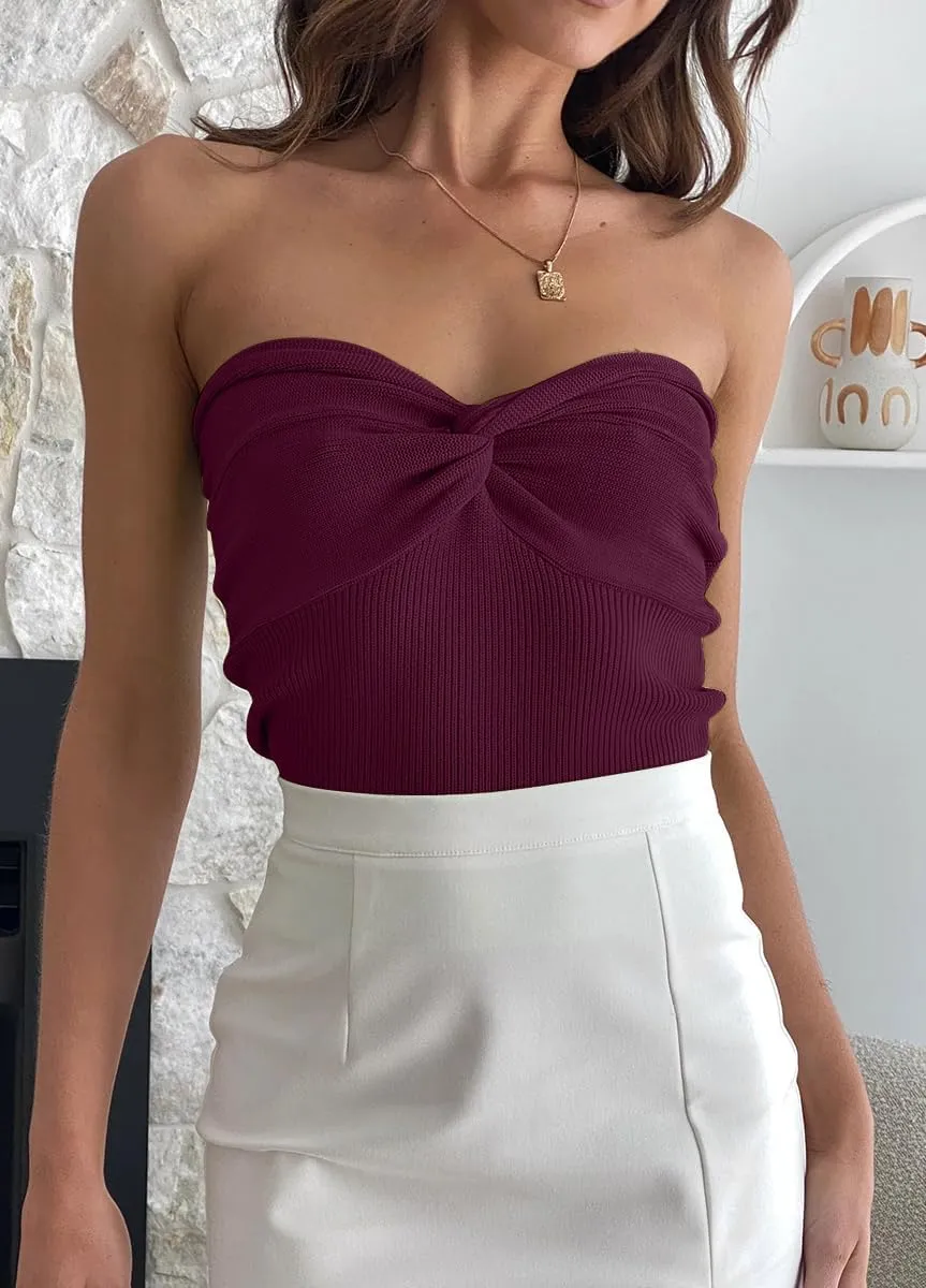 EFAN Womens Tube Tops Summer Outfits 2025 Casual Beach Vacation Clothes Sweaters Strapless Sleeveless Tank Tops