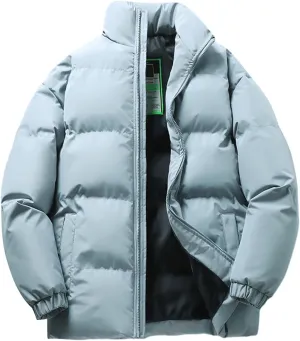 Elastic Cuff Cotton Coat Unisex Winter with Multiple Pockets Wind-resistant Design Thick Padded Stand Collar Neck