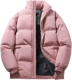 Elastic Cuff Cotton Coat Unisex Winter with Multiple Pockets Wind-resistant Design Thick Padded Stand Collar Neck