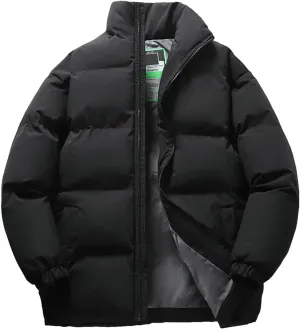 Elastic Cuff Cotton Coat Unisex Winter with Multiple Pockets Wind-resistant Design Thick Padded Stand Collar Neck