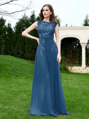 Elegant Illusion Lace Appliqued Dress With Buttons Ink Blue Plus Size