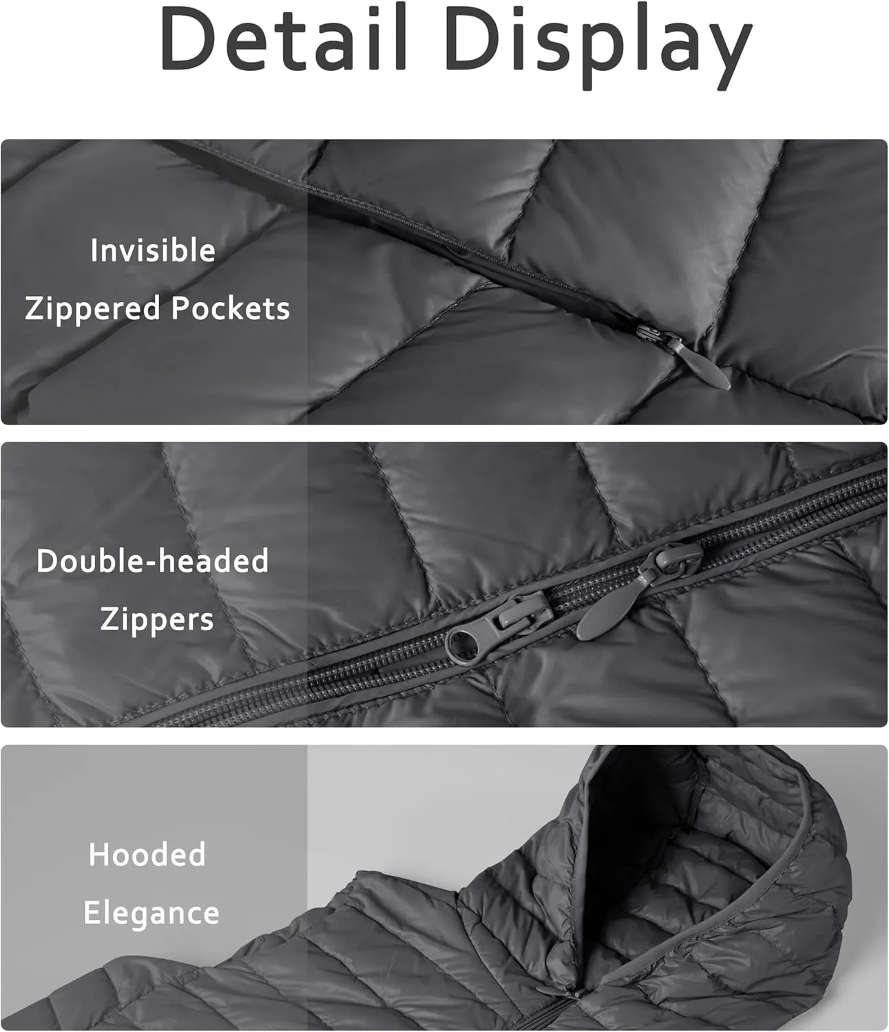 ELFJOY Long Puffer Vest Women Lightweight Down Vest with Hood Winter Warm Womens Vests Outerwear Sleeveless Puffer Jacket