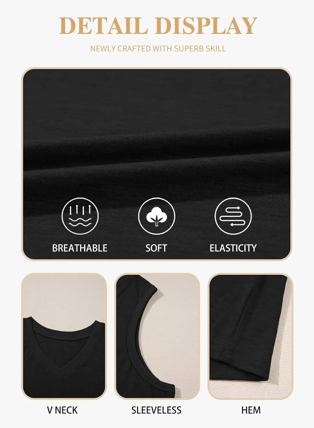 Eytino Womens Plus Size Tank Tops Summer Casual V Neck Sleeveless Tops Solid Shirts(1X-5X)