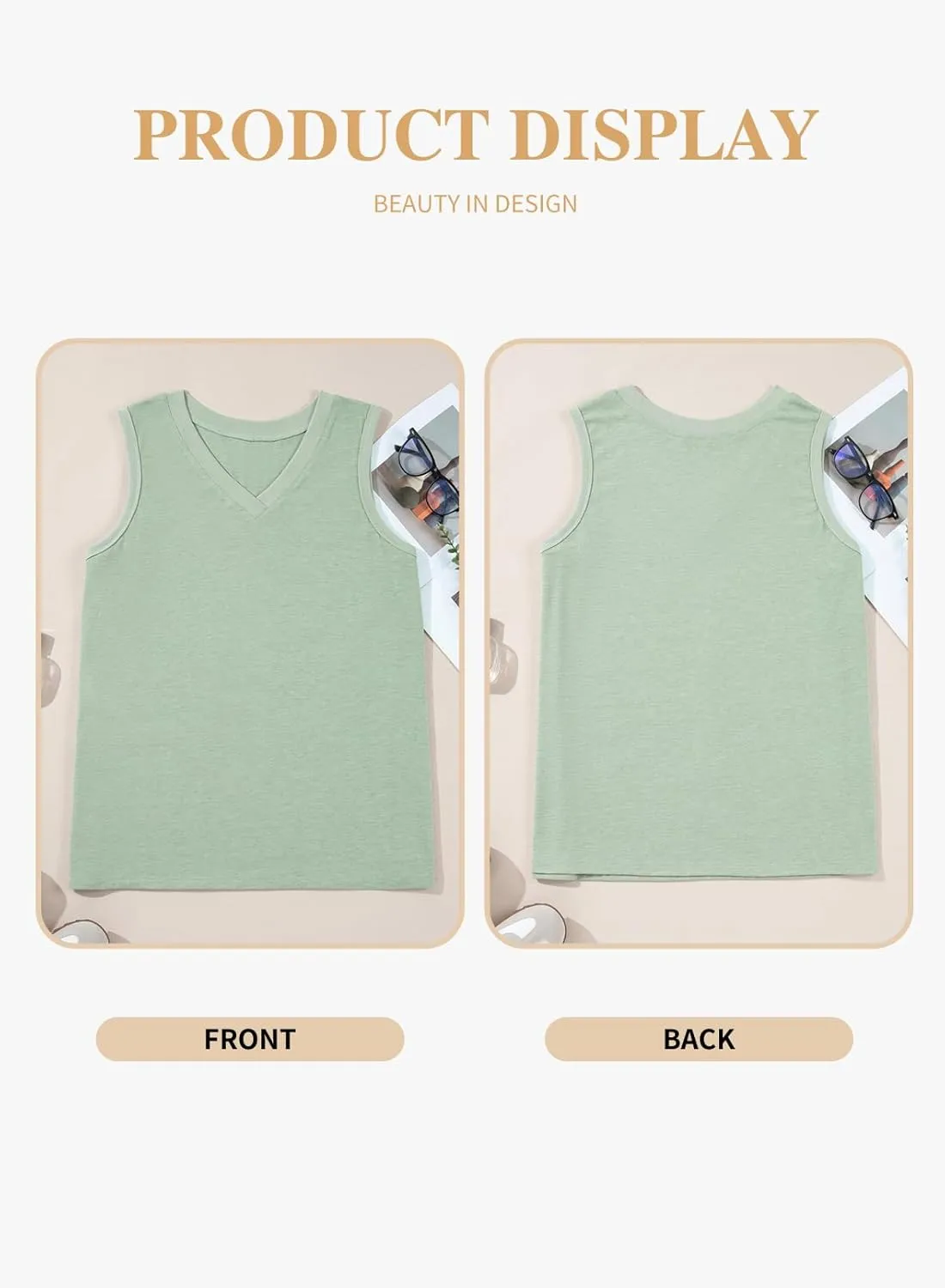 Eytino Womens Plus Size Tank Tops Summer Casual V Neck Sleeveless Tops Solid Shirts(1X-5X)