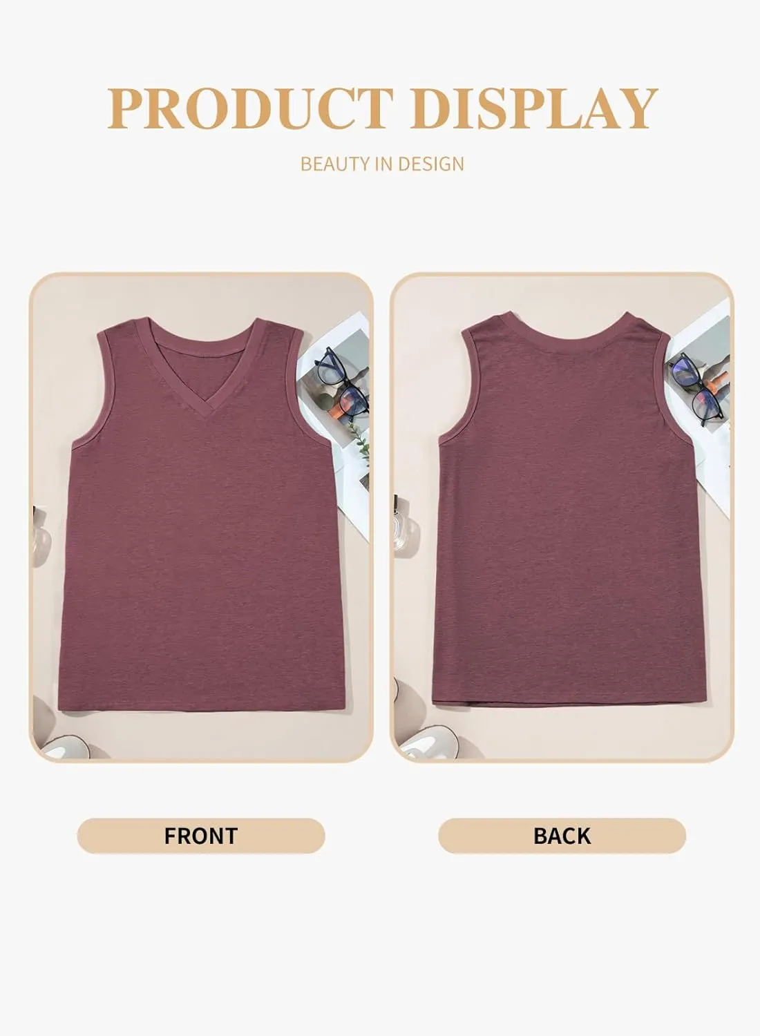 Eytino Womens Plus Size Tank Tops Summer Casual V Neck Sleeveless Tops Solid Shirts(1X-5X)