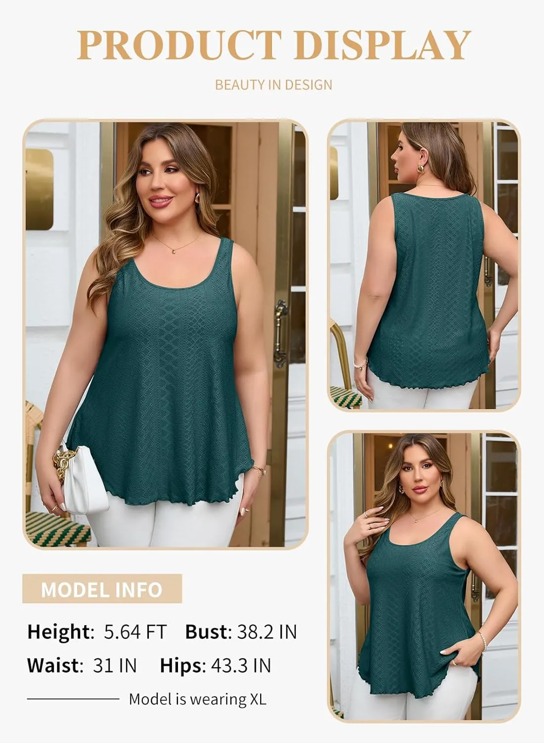 Eytino Womens Plus Size Tank Tops Summer Eyelet Embroidery Sleeveless T-Shirts Tops Scoop Neck Causal Loose Flowy Cami(1X-5X)