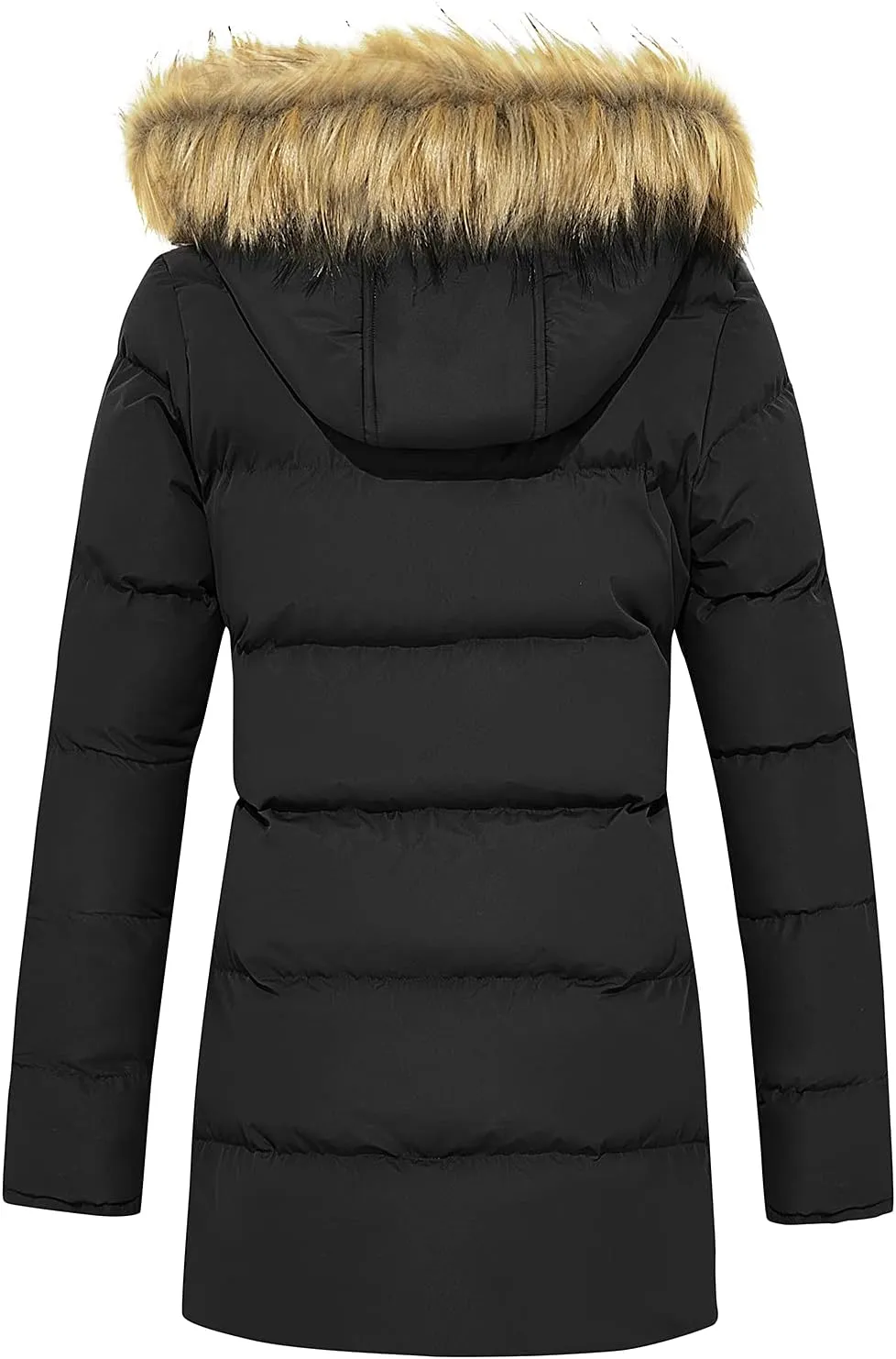 FARVALUE Women's Winter Coat Warm Parka Jacket Puffer Quilted Thicken Hooded Outerwear with Fur Trim