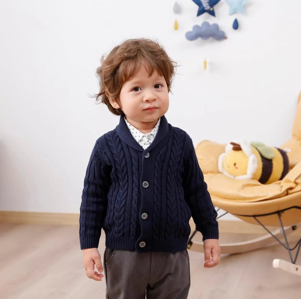Feidoog Infant Baby Boys Cardigan Crochet Sweater V-NeckToddler Knit Button up Knitted Pattern Pullover Sweatshirt