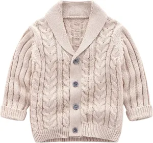 Feidoog Infant Baby Boys Cardigan Crochet Sweater V-NeckToddler Knit Button up Knitted Pattern Pullover Sweatshirt