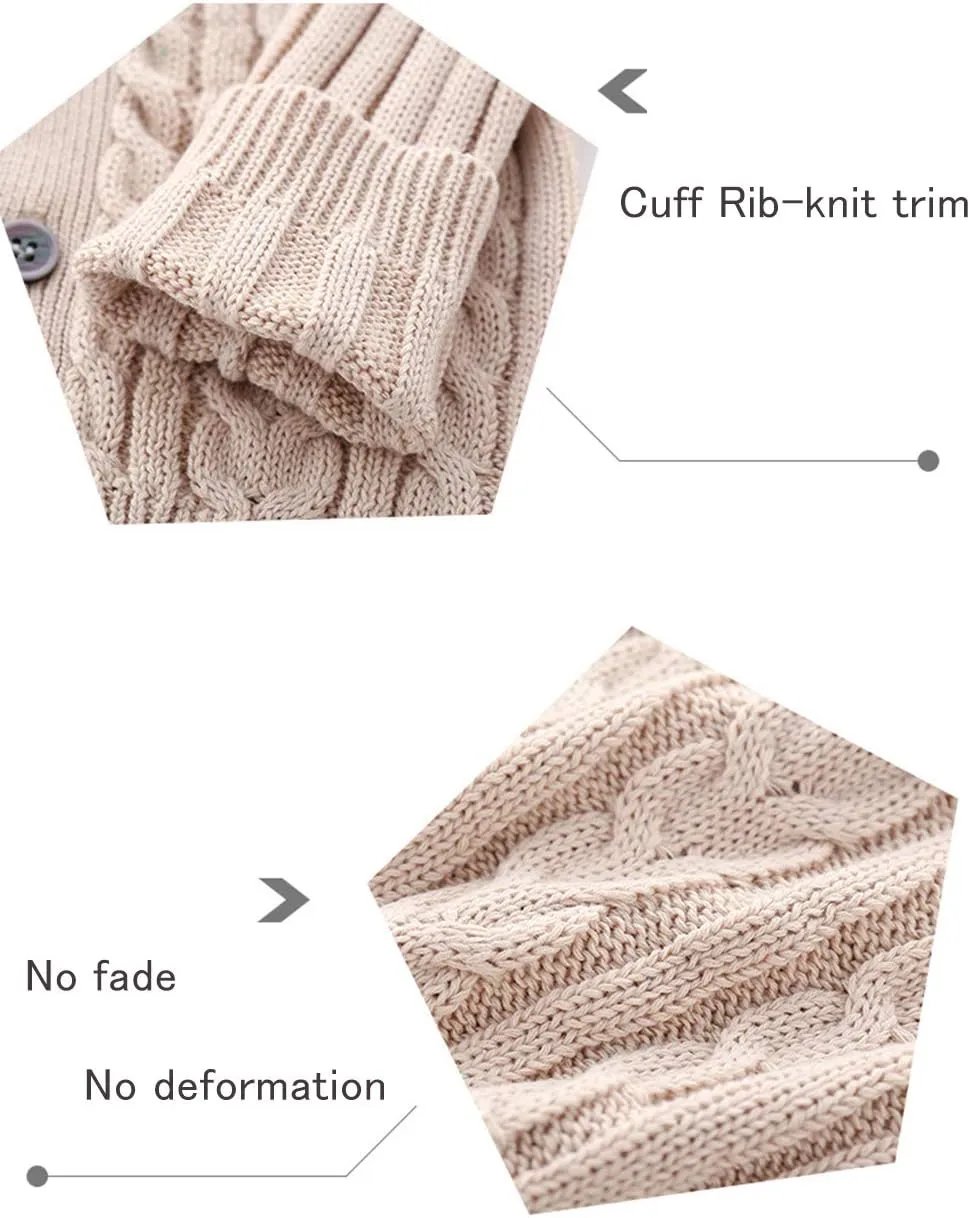 Feidoog Infant Baby Boys Cardigan Crochet Sweater V-NeckToddler Knit Button up Knitted Pattern Pullover Sweatshirt