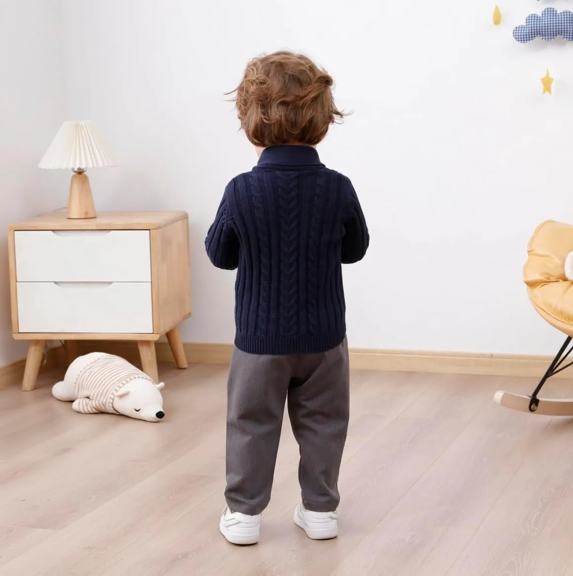Feidoog Infant Baby Boys Cardigan Crochet Sweater V-NeckToddler Knit Button up Knitted Pattern Pullover Sweatshirt