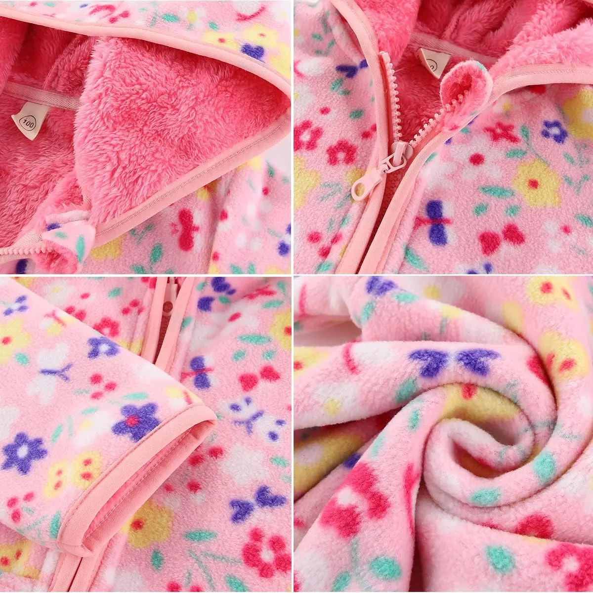 Feidoog Toddler Fleece Jacket Baby Boys Girls Hooded Waterproof Zipper Long Sleeve Thick Warm Outerwear