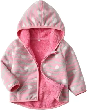 Feidoog Toddler Fleece Jacket Baby Boys Girls Hooded Waterproof Zipper Long Sleeve Thick Warm Outerwear