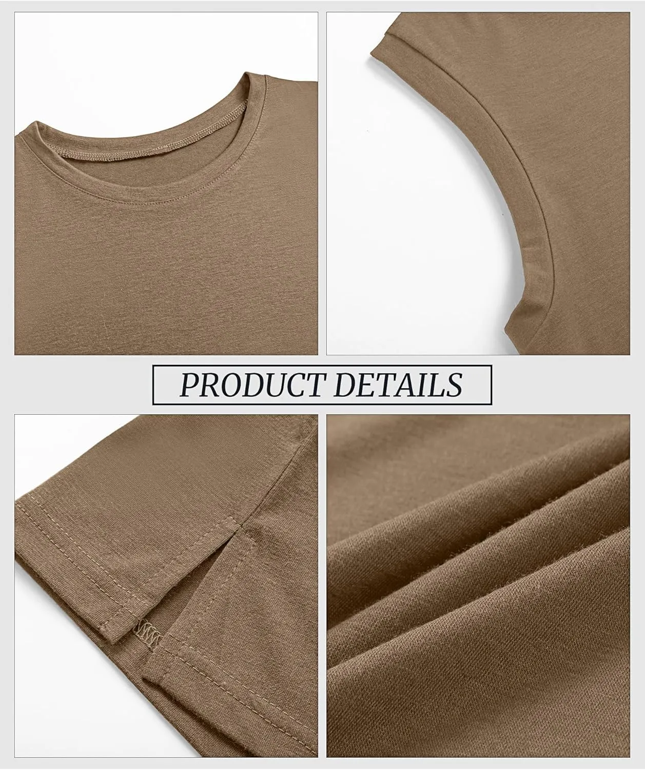 Ficerd 4 Pack Women's Sleeveless Tops, Casual Summer Loose Fit T Shirts Solid Color Tunic Tank Tops Ladies' Crew Neck Tee