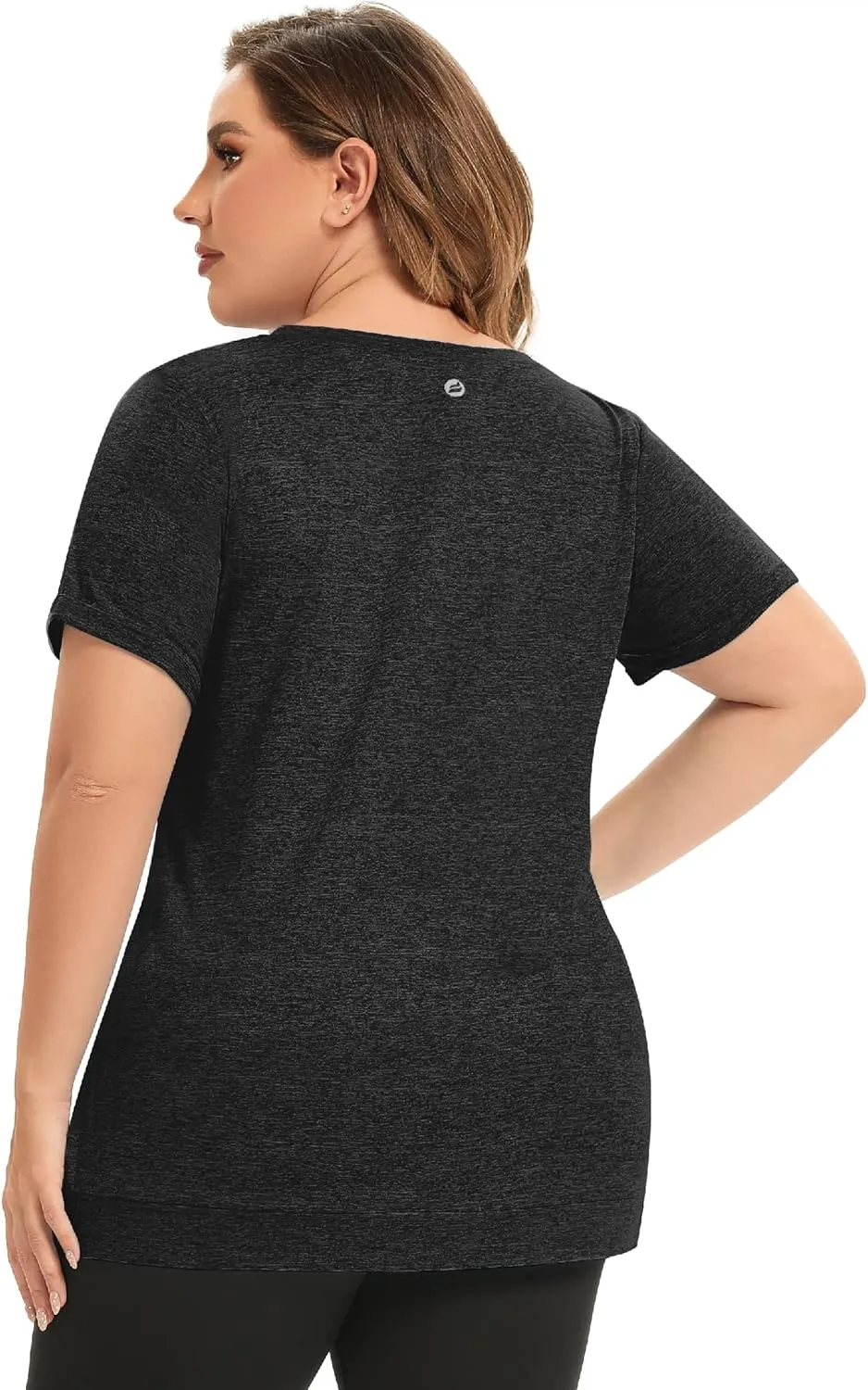 FOREYOND Women's Plus Size Workout Tops Short Sleeves Loose Fit Athletic Shirts Yoga Gym Running Clothing