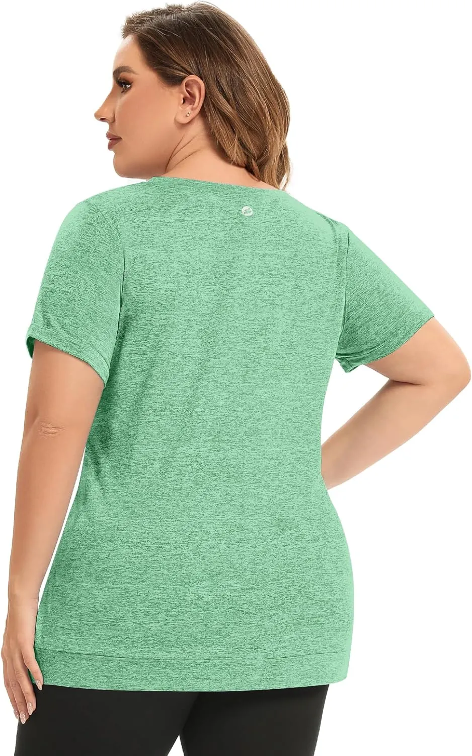 FOREYOND Women's Plus Size Workout Tops Short Sleeves Loose Fit Athletic Shirts Yoga Gym Running Clothing