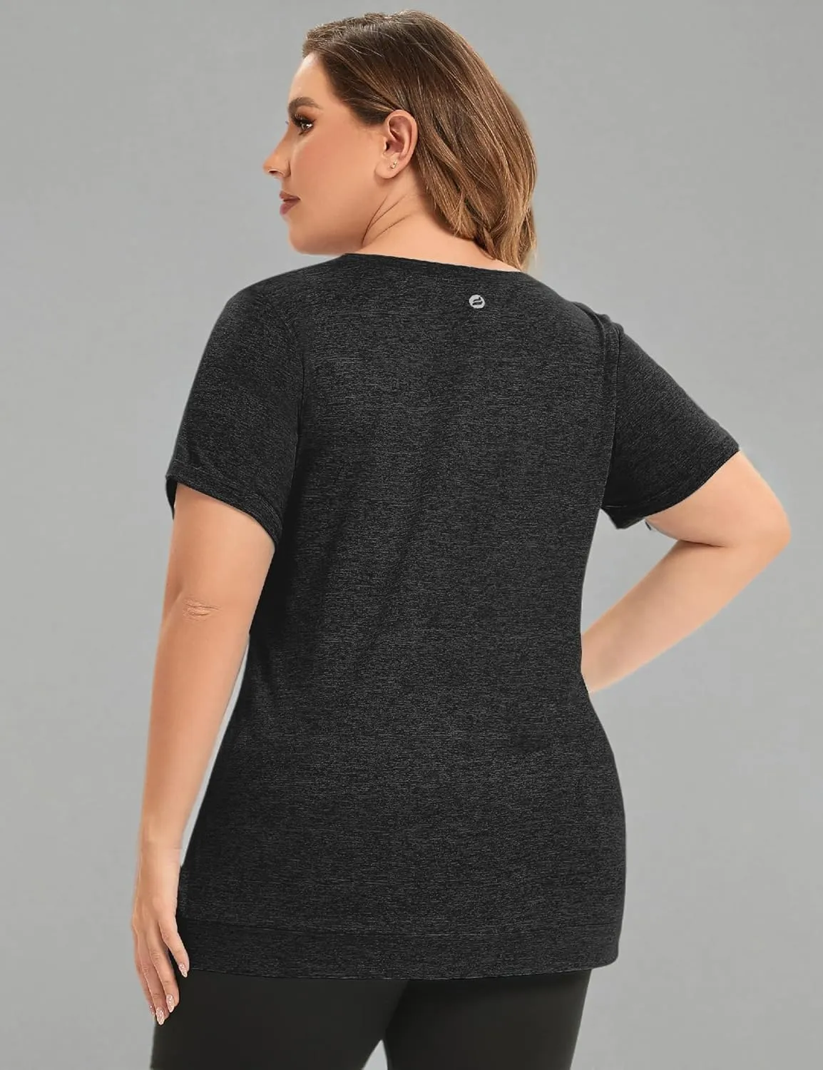 FOREYOND Women's Plus Size Workout Tops Short Sleeves Loose Fit Athletic Shirts Yoga Gym Running Clothing