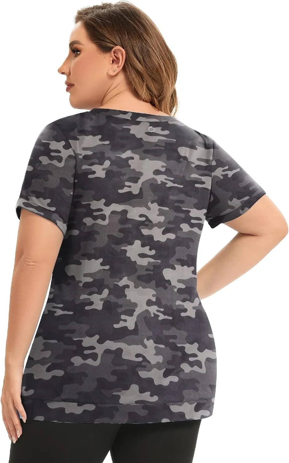 FOREYOND Women's Plus Size Workout Tops Short Sleeves Loose Fit Athletic Shirts Yoga Gym Running Clothing