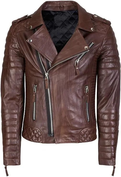Genuine Lambskin Leather Jackets For Men - Motorcycle Biker Leather Jacket Men