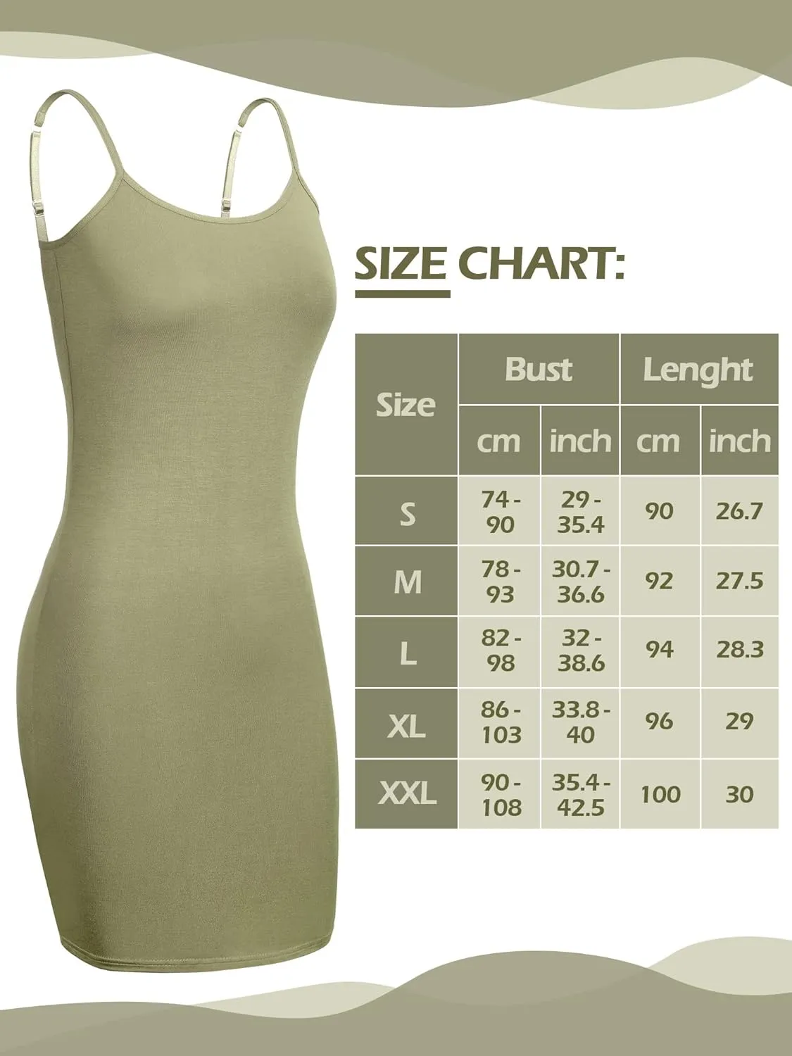 Geyoga 6 Pack Women's Cami Dress, Long Tank Dress Spaghetti Strap Slips for Under Dresses, Long Camisoles for Layering