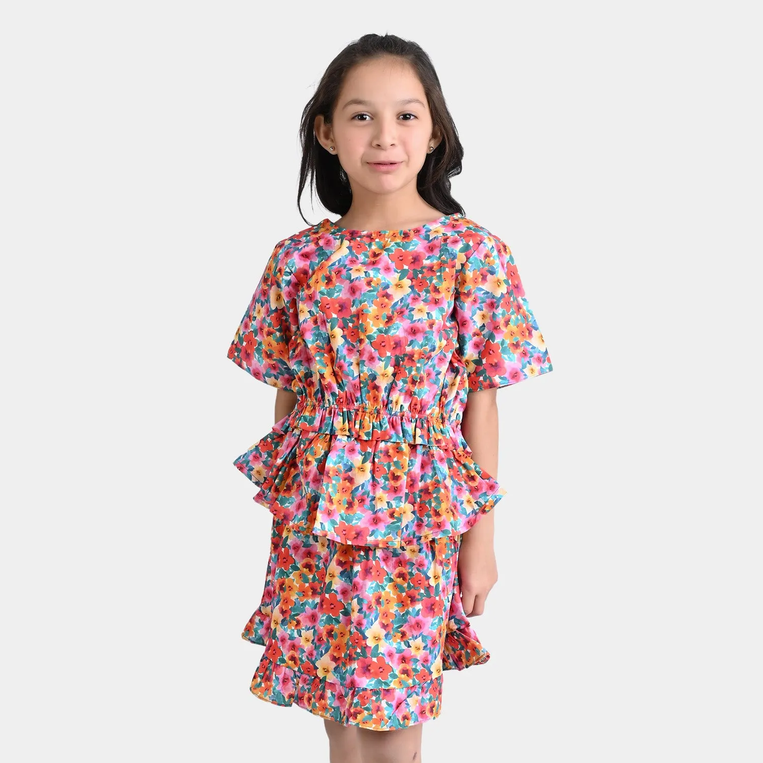 Girls Cotton 2PCs Suit Morning Glory-Multi