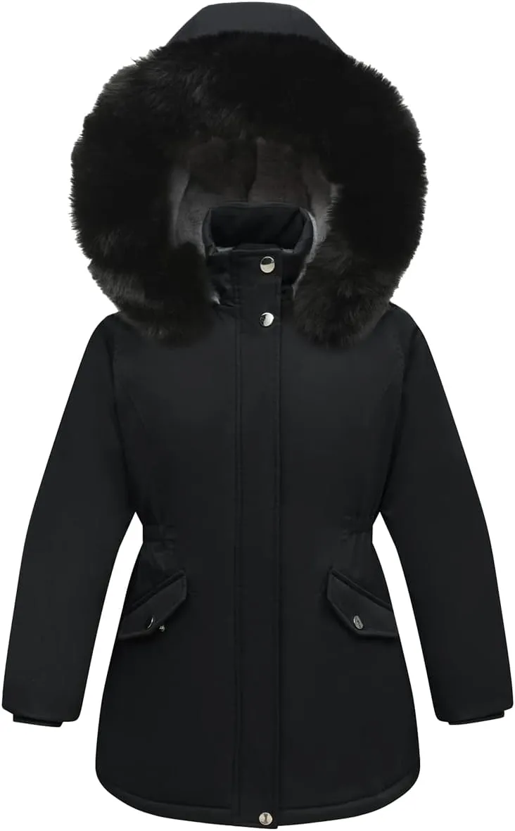 Girl's Long Coat Waterproof Winter Kids Outerwear Warm Parka Puffer Jacket with Hood