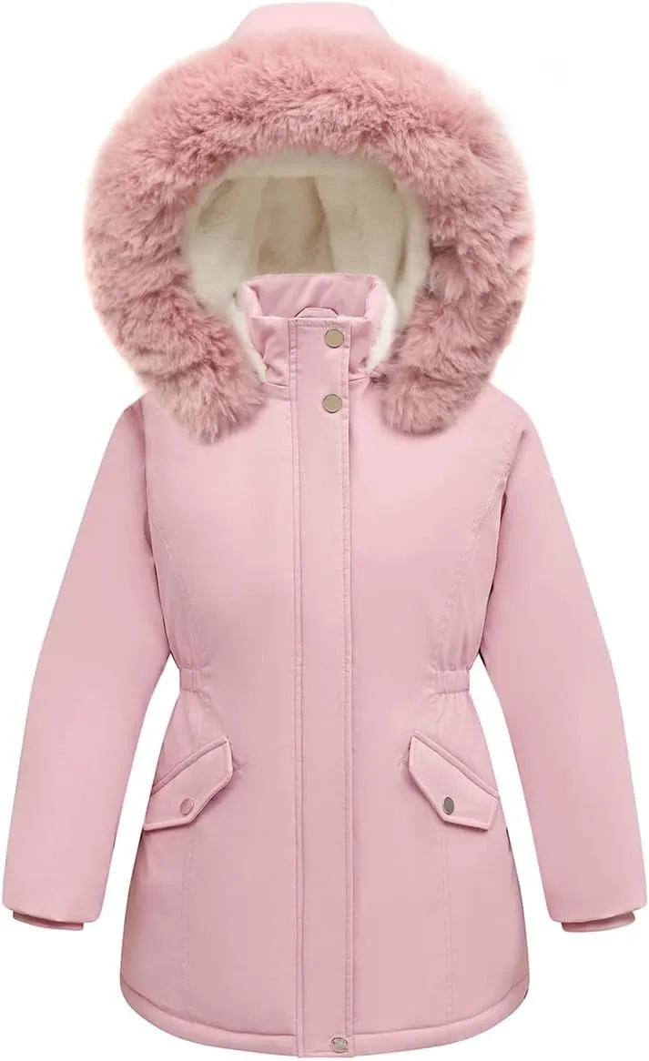 Girl's Long Coat Waterproof Winter Kids Outerwear Warm Parka Puffer Jacket with Hood