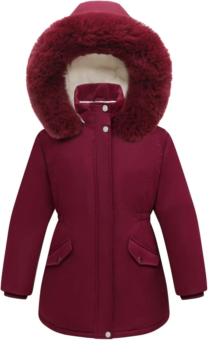 Girl's Long Coat Waterproof Winter Kids Outerwear Warm Parka Puffer Jacket with Hood