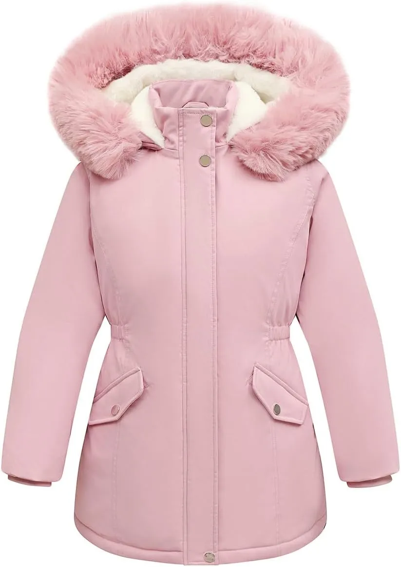 Girl's Long Coat Waterproof Winter Kids Outerwear Warm Parka Puffer Jacket with Hood