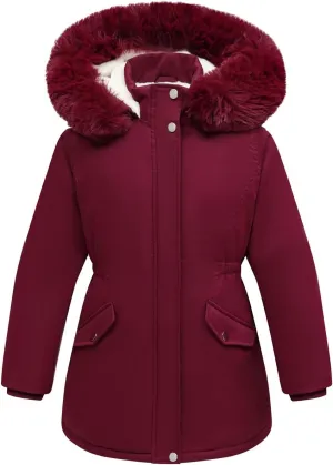 Girl's Long Coat Waterproof Winter Kids Outerwear Warm Parka Puffer Jacket with Hood